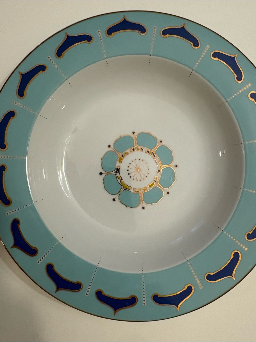 Anthropologie Forbury Boho Pasta Soup Bowls Set of 2 Blue Gold Portugal